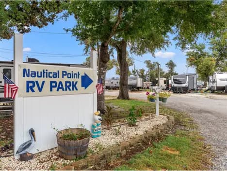 entrance sign at nautical point rv park with full hookup RV sites Panama City
